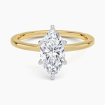 Six-Prong Petite Comfort Fit 1.5mm Solitaire Ring Yellow Gold 18k Marquise Engagement Ring