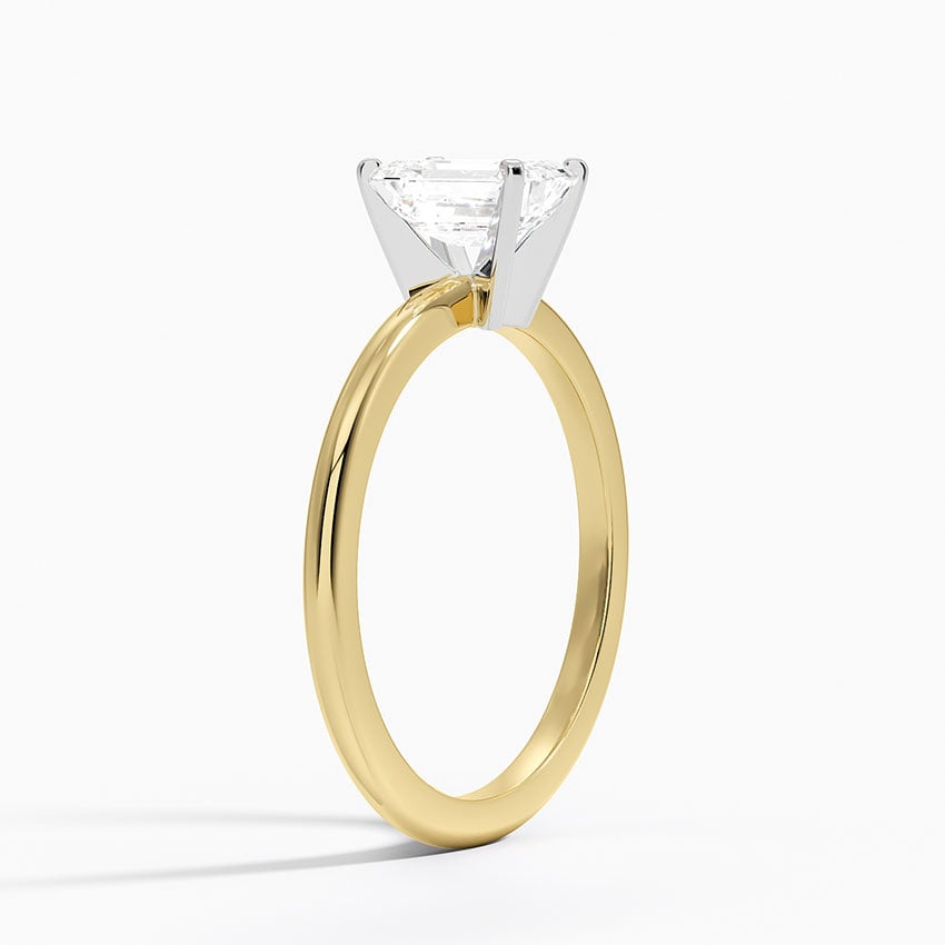 Four-Prong Comfort Fit 1.5mm Ring Yellow Gold 18k Emerald Engagement Ring