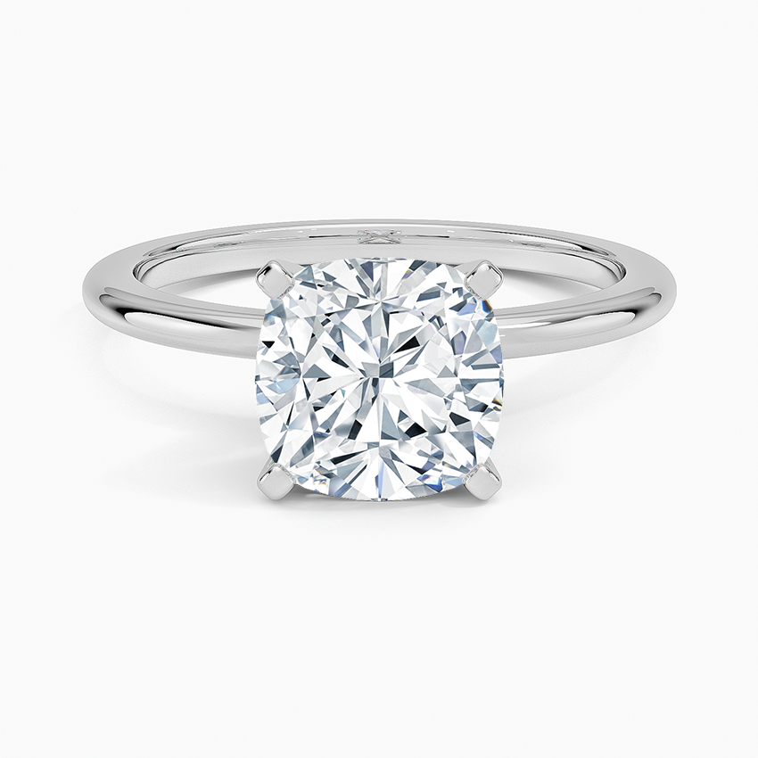 Four-Prong Comfort Fit 1.5mm Ring Platinum Cushion Engagement Ring
