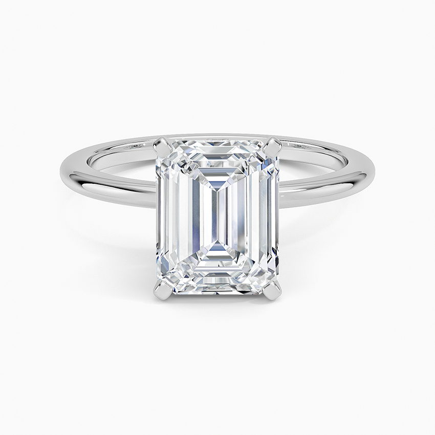 Four-Prong Comfort Fit 1.5mm Ring Platinum Emerald Engagement Ring