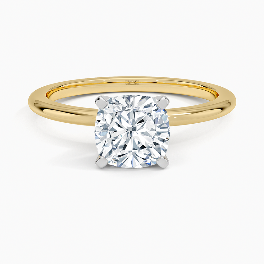 Four-Prong Comfort Fit 1.5mm Ring Yellow Gold 18k Cushion Engagement Ring