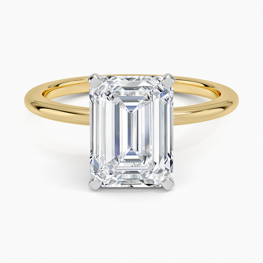 Four-Prong Comfort Fit 1.5mm Ring Yellow Gold 18k Emerald Engagement Ring
