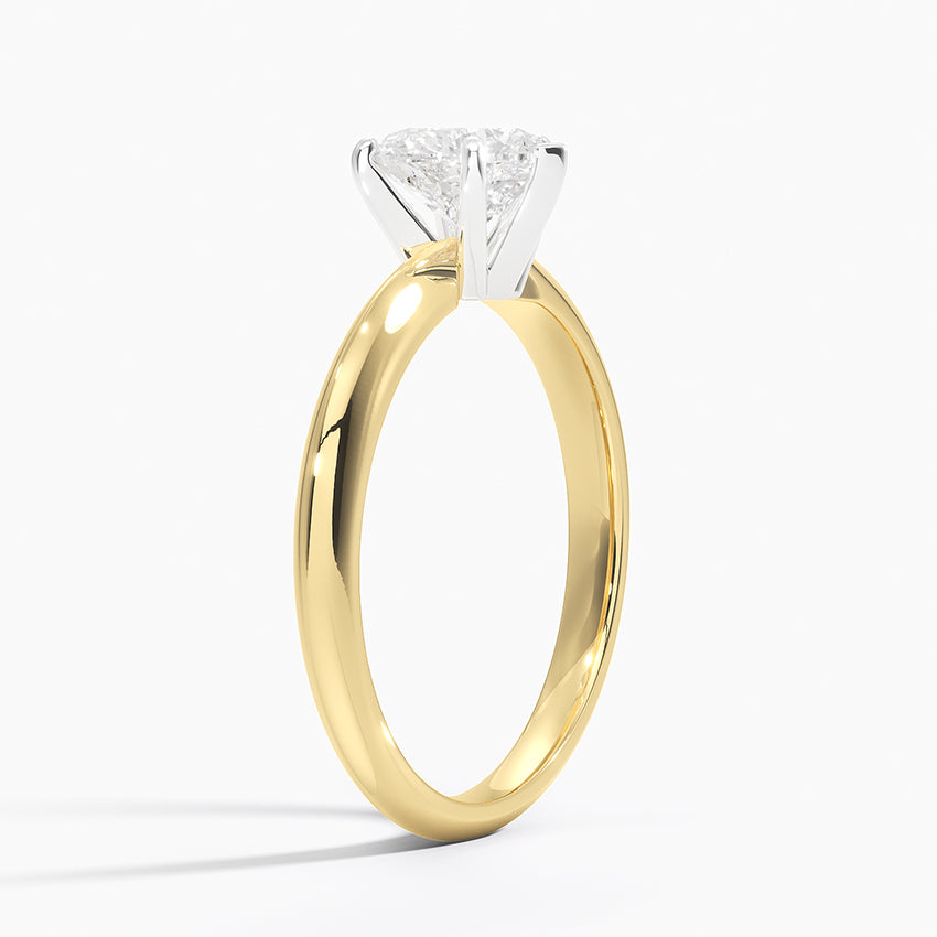 Classic Six-Prong Solitaire Ring Yellow Gold 18k Heart Engagement Ring
