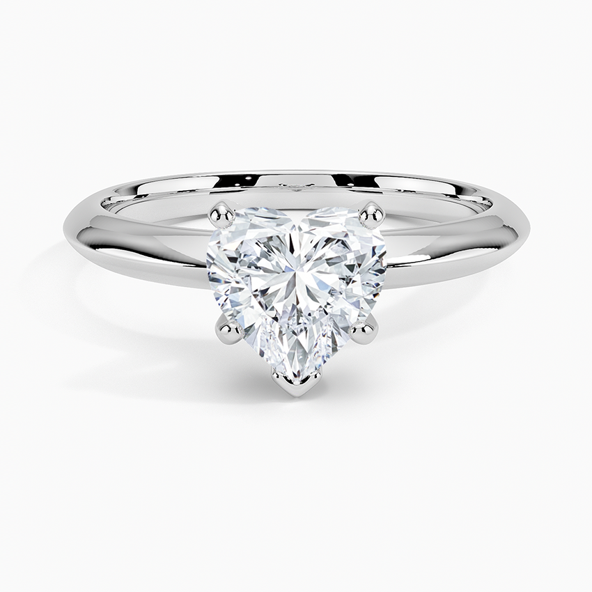 Classic Six-Prong Solitaire Ring Platinum Heart Engagement Ring