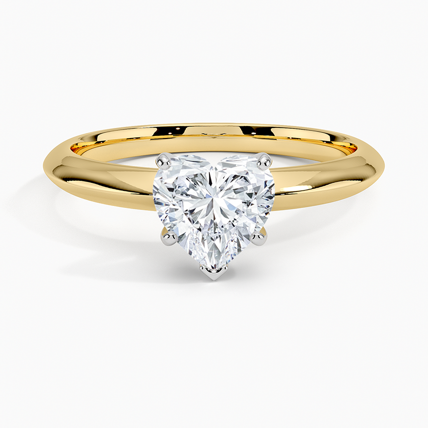 Classic Six-Prong Solitaire Ring Yellow Gold 18k Heart Engagement Ring