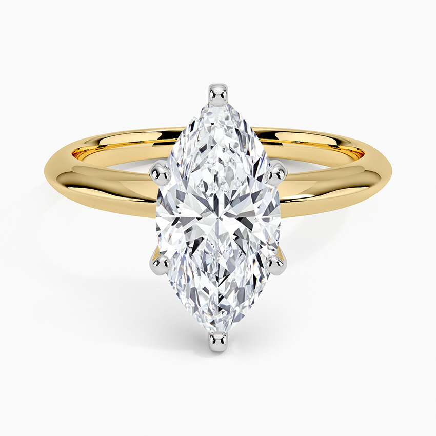 Classic Six-Prong Solitaire Ring Yellow Gold 18k Marquise Engagement Ring