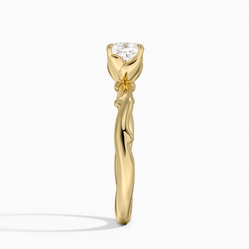 Rose Thorn Solitaire Ring Yellow Gold 18k Cushion Engagement Ring