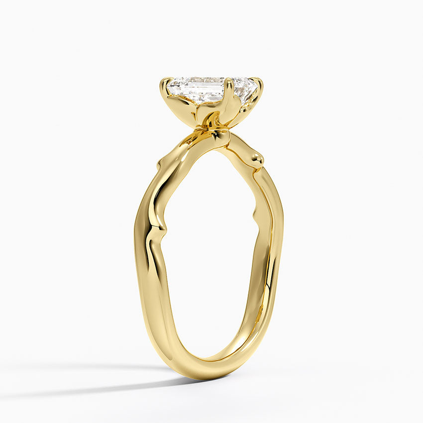 Rose Thorn Solitaire Ring Yellow Gold 18k Emerald Engagement Ring