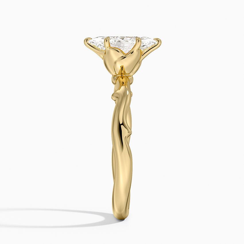Rose Thorn Solitaire Ring Yellow Gold 18k Marquise Engagement Ring