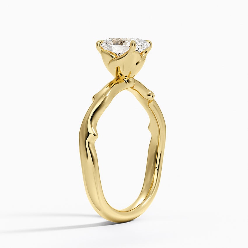 Rose Thorn Solitaire Ring Yellow Gold 18k Oval Engagement Ring