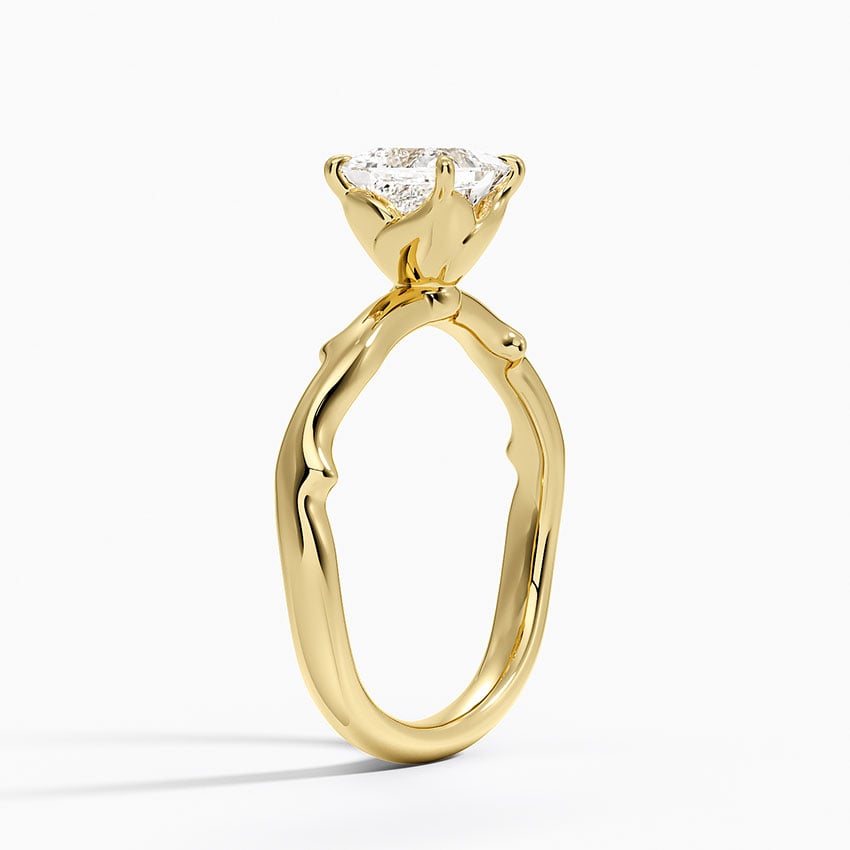 Rose Thorn Solitaire Ring Yellow Gold 18k Princess Engagement Ring