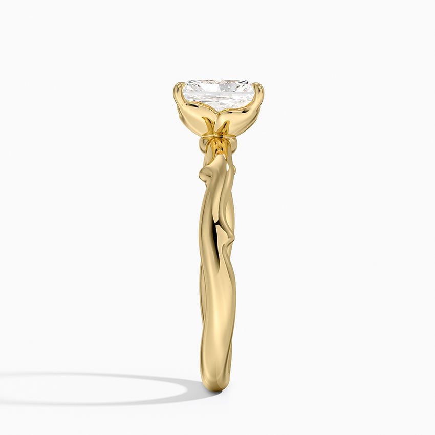 Rose Thorn Solitaire Ring Yellow Gold 18k Radiant Engagement Ring