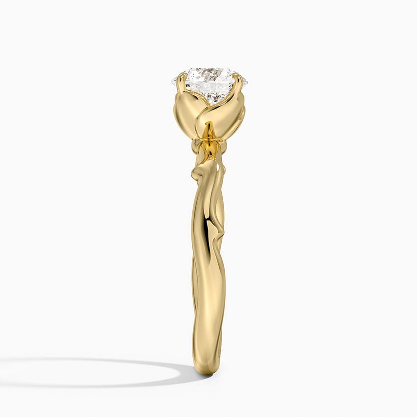 Rose Thorn Solitaire Ring Yellow Gold 18k Round Engagement Ring