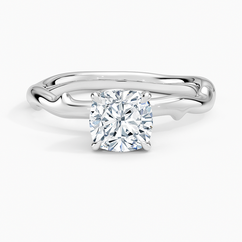 Rose Thorn Solitaire Ring Platinum Cushion Engagement Ring