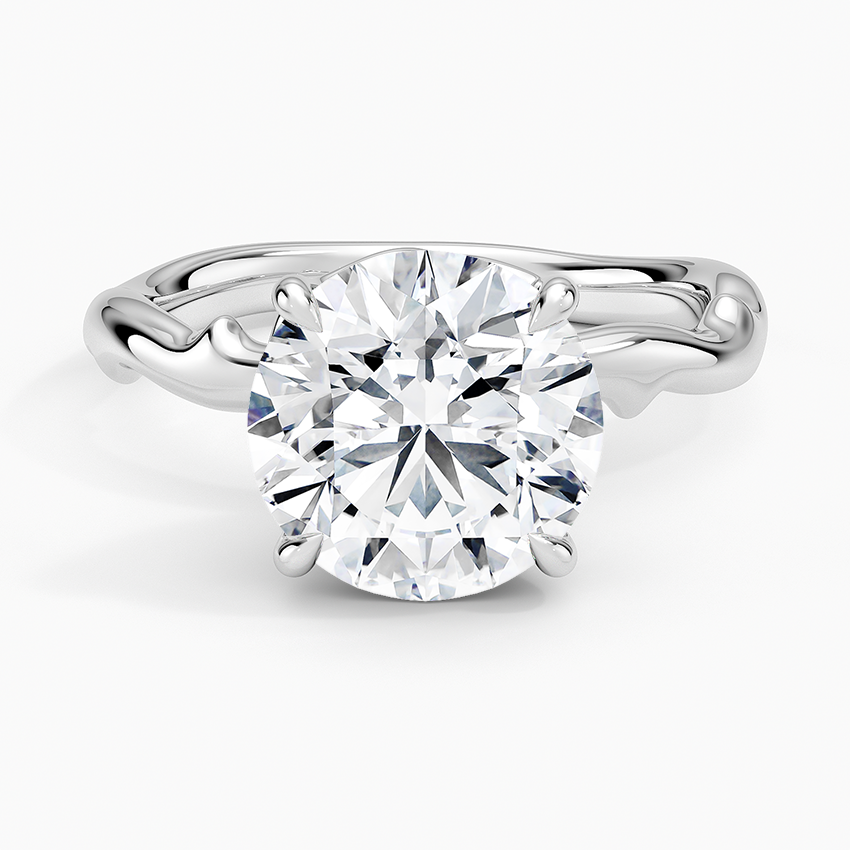Rose Thorn Solitaire Ring Platinum Round Engagement Ring