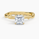Rose Thorn Solitaire Ring Yellow Gold 18k Asscher Engagement Ring