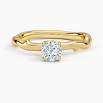 Rose Thorn Solitaire Ring Yellow Gold 18k Cushion Engagement Ring