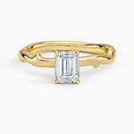 Rose Thorn Solitaire Ring Yellow Gold 18k Emerald Engagement Ring