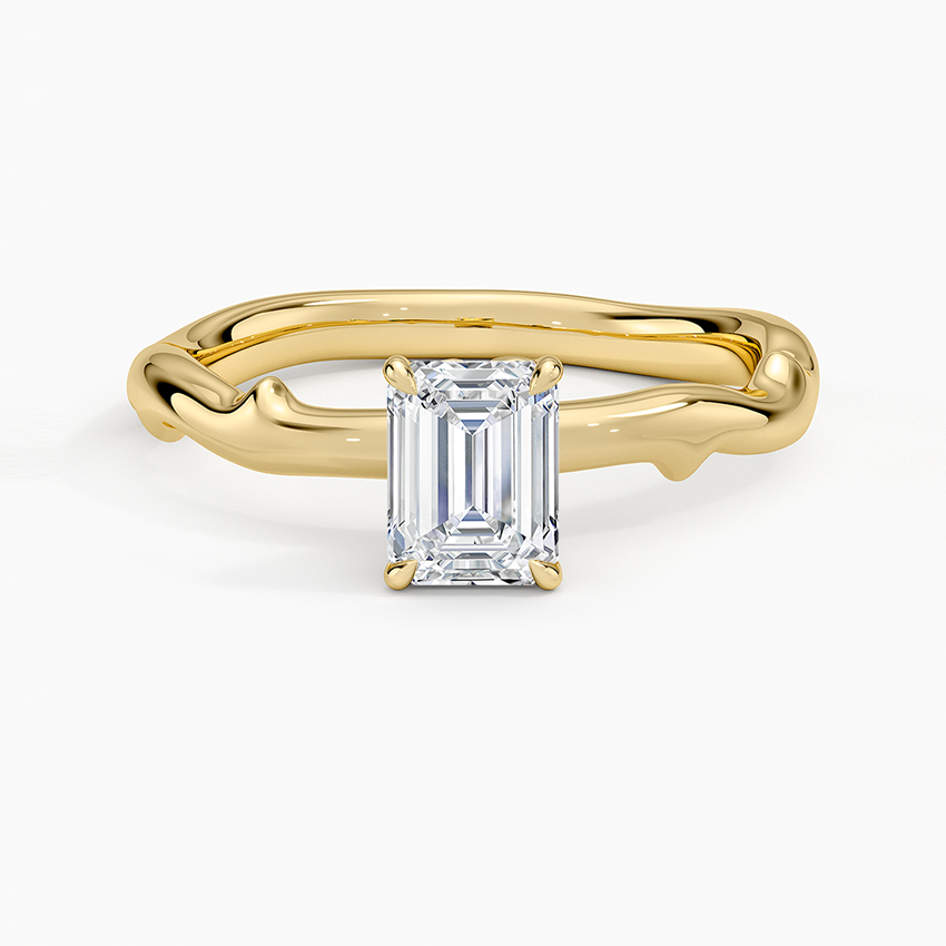 Rose Thorn Solitaire Ring Yellow Gold 18k Emerald Engagement Ring