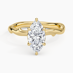 Rose Thorn Solitaire Ring Yellow Gold 18k Marquise Engagement Ring