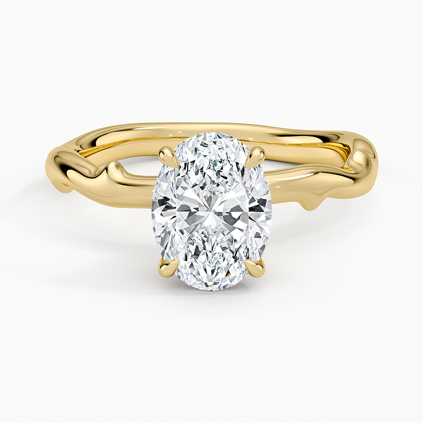 Rose Thorn Solitaire Ring Yellow Gold 18k Oval Engagement Ring