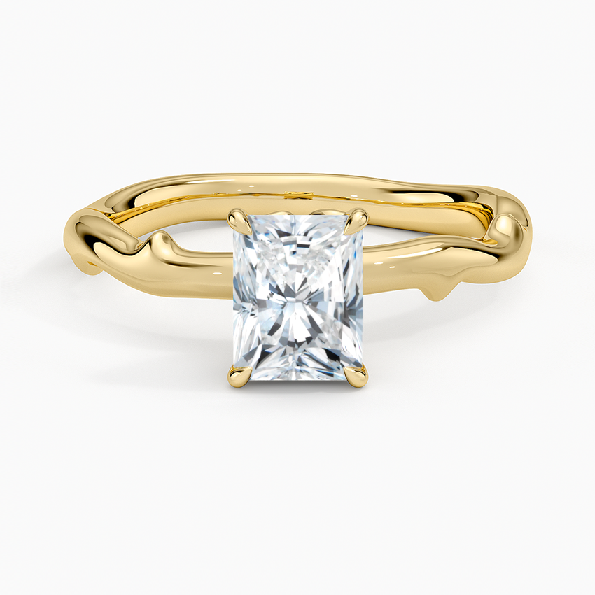 Rose Thorn Solitaire Ring Yellow Gold 18k Radiant Engagement Ring