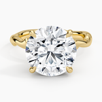 Rose Thorn Solitaire Ring Yellow Gold 18k Round Engagement Ring