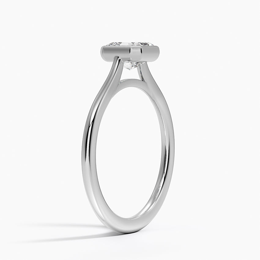 Petite Luna 1.5mm Bezel Ring Platinum Asscher Engagement Ring