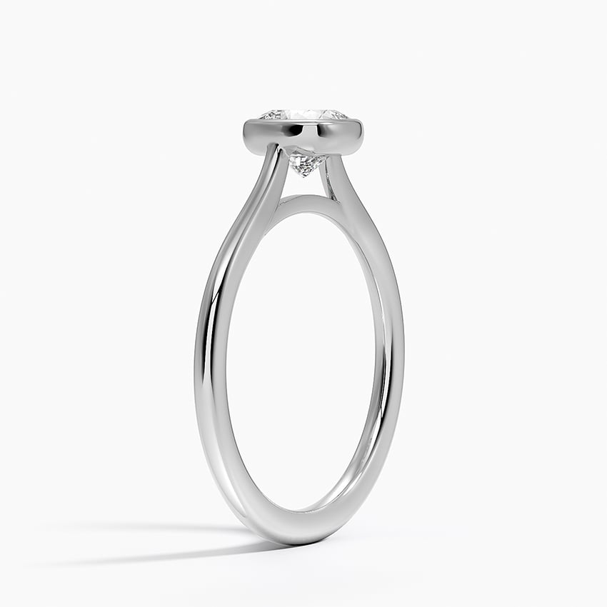 Petite Luna 1.5mm Bezel Ring Platinum Cushion Engagement Ring