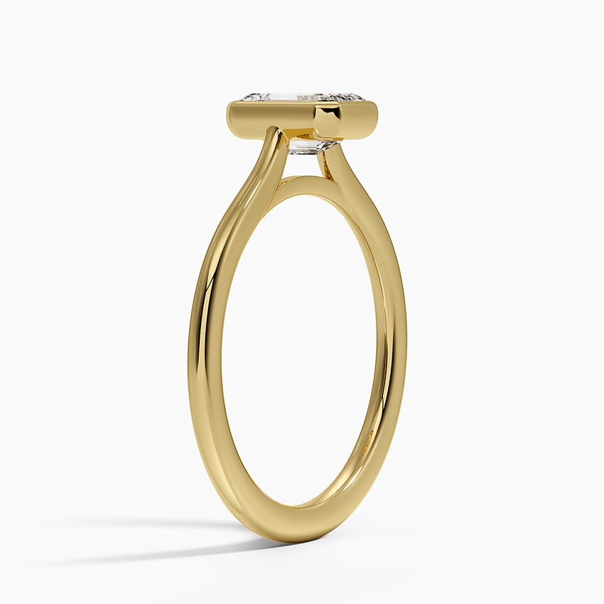 Petite Luna 1.5mm Bezel Ring Yellow Gold 18k Emerald Engagement Ring