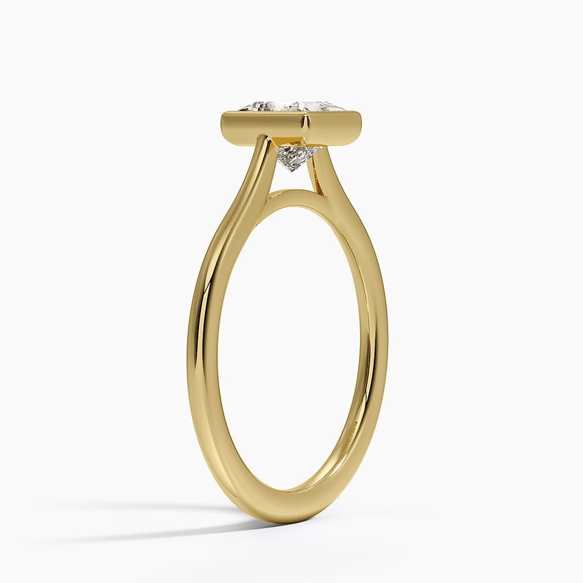 Petite Luna 1.5mm Bezel Ring Yellow Gold 18k Princess Engagement Ring