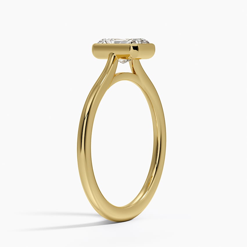Petite Luna 1.5mm Bezel Ring Yellow Gold 18k Radiant Engagement Ring