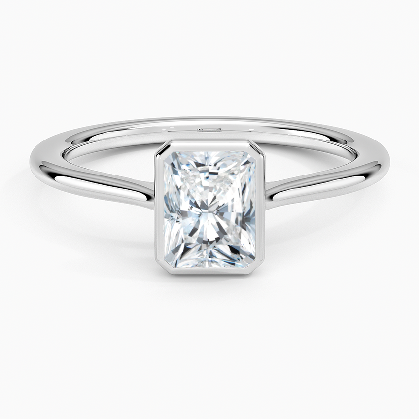 Petite Luna 1.5mm Bezel Ring Platinum Radiant Engagement Ring