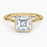 Petite Luna 1.5mm Bezel Ring Yellow Gold 18k Asscher Engagement Ring