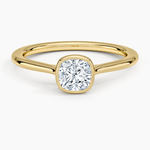 Petite Luna 1.5mm Bezel Ring Yellow Gold 18k Cushion Engagement Ring