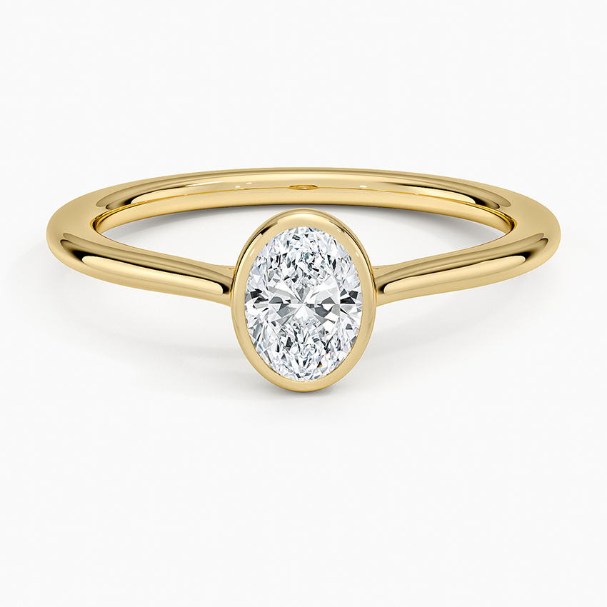 Petite Luna 1.5mm Bezel Ring Yellow Gold 18k Oval Engagement Ring