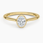 Petite Luna 1.5mm Bezel Ring Yellow Gold 18k Oval Engagement Ring