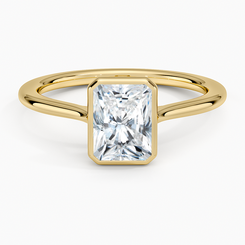 Petite Luna 1.5mm Bezel Ring Yellow Gold 18k Radiant Engagement Ring