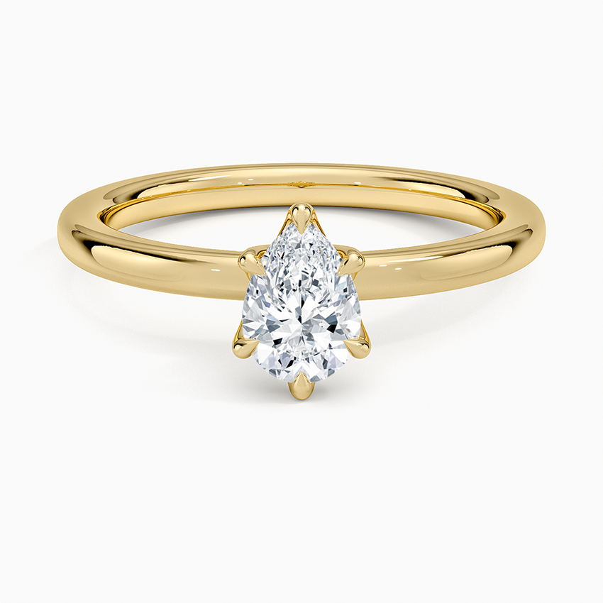 2mm Petite Elodie Perfect Fit Solitaire Ring Yellow Gold 18k Pear Engagement Ring