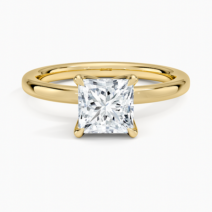 2mm Petite Elodie Perfect Fit Solitaire Ring Yellow Gold 18k Princess Engagement Ring