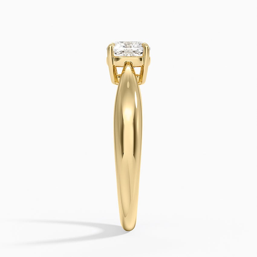 Thea Tapered Solitaire Diamond Ring Yellow Gold 18k Cushion Engagement Ring