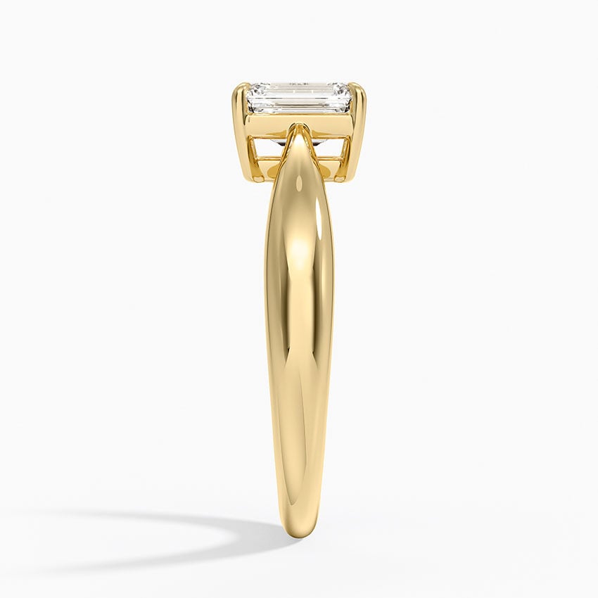 Thea Tapered Solitaire Diamond Ring Yellow Gold 18k Emerald Engagement Ring