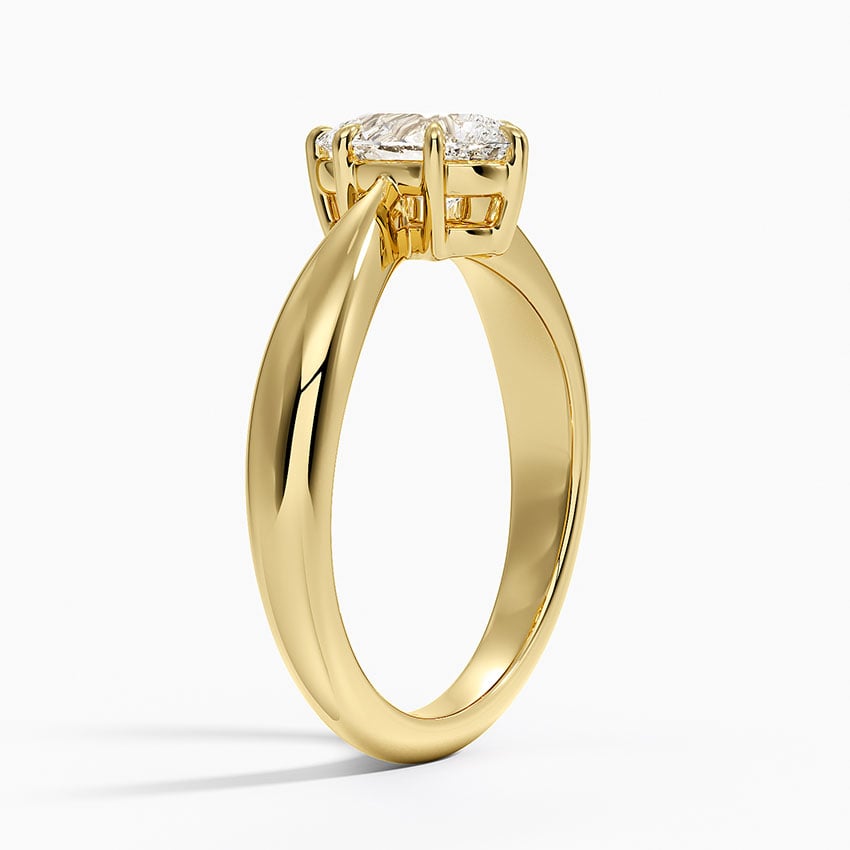 Thea Tapered Solitaire Diamond Ring Yellow Gold 18k Pear Engagement Ring