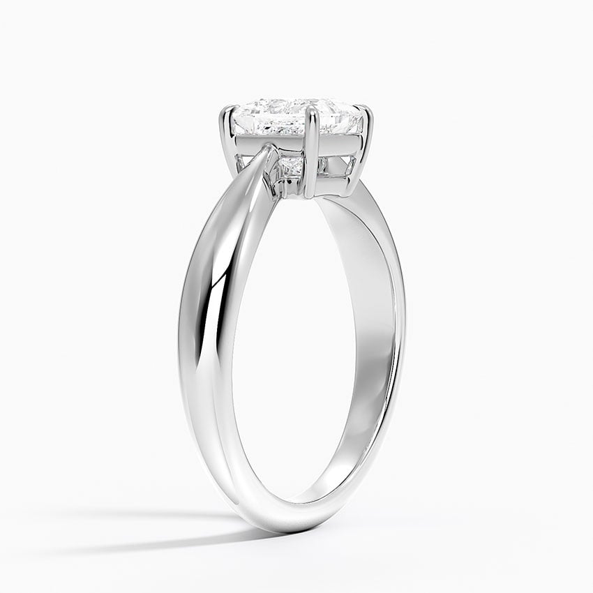 Thea Tapered Solitaire Diamond Ring Platinum Princess Engagement Ring