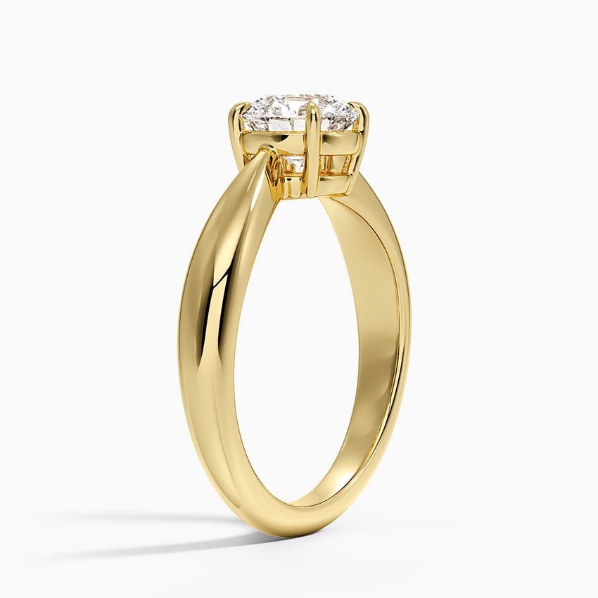 Thea Tapered Solitaire Diamond Ring Yellow Gold 18k Round Engagement Ring