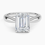 Thea Tapered Solitaire Diamond Ring Platinum Emerald Engagement Ring