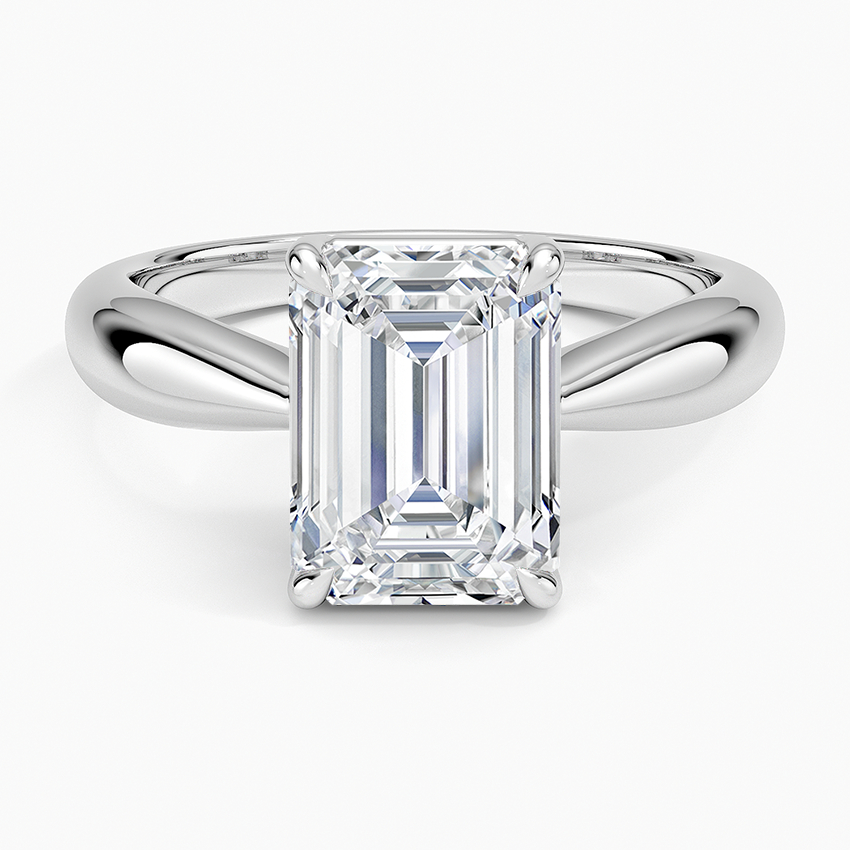 Thea Tapered Solitaire Diamond Ring Platinum Emerald Engagement Ring