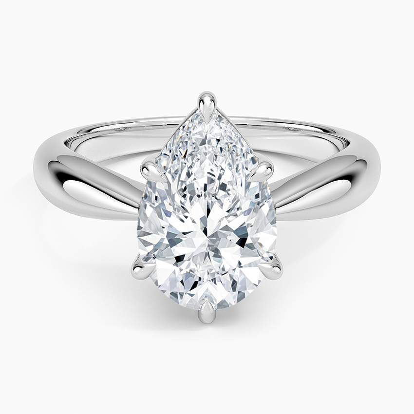 Thea Tapered Solitaire Diamond Ring Platinum Pear Engagement Ring