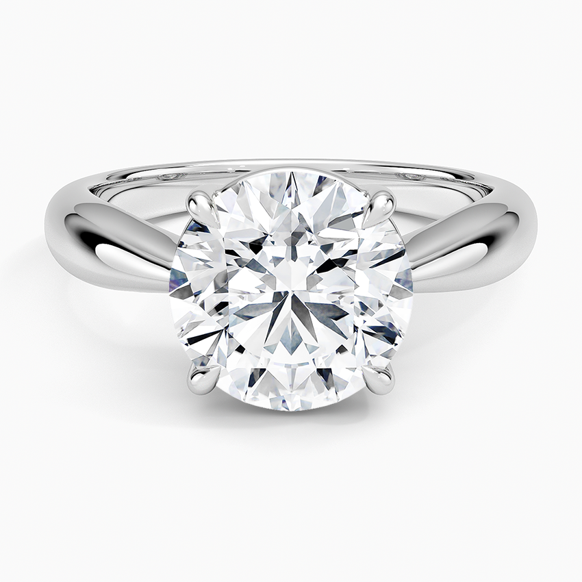 Thea Tapered Solitaire Diamond Ring Platinum Round Engagement Ring