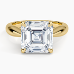 Thea Tapered Solitaire Diamond Ring Yellow Gold 18k Asscher Engagement Ring
